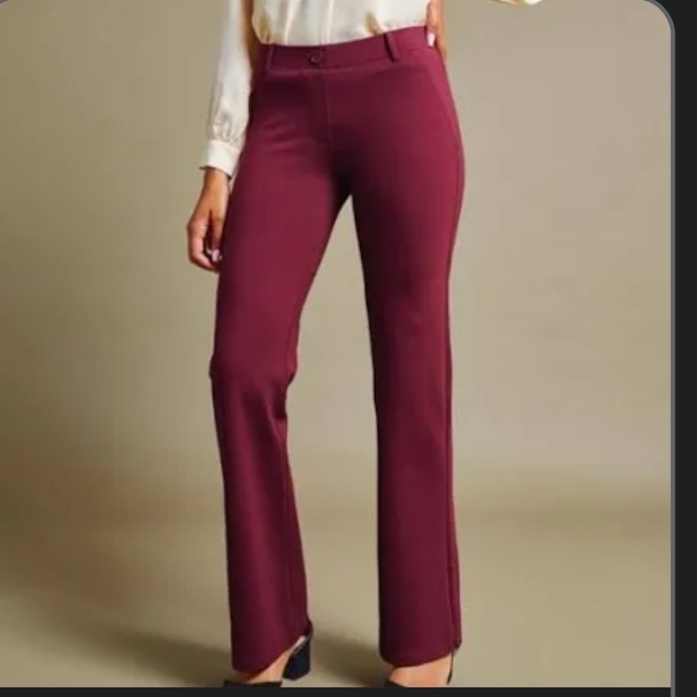 Betabrand burgandy straight leg classic yoga panta size Large